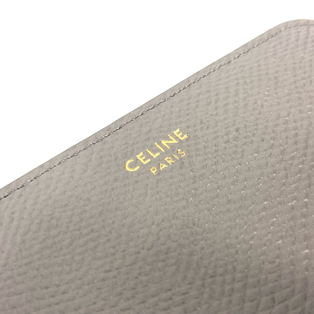 CELINE Folded wallet 10L203BEL.10BL leather gray Compact wallet Small Zip Wallet Essential Women Used Authentic