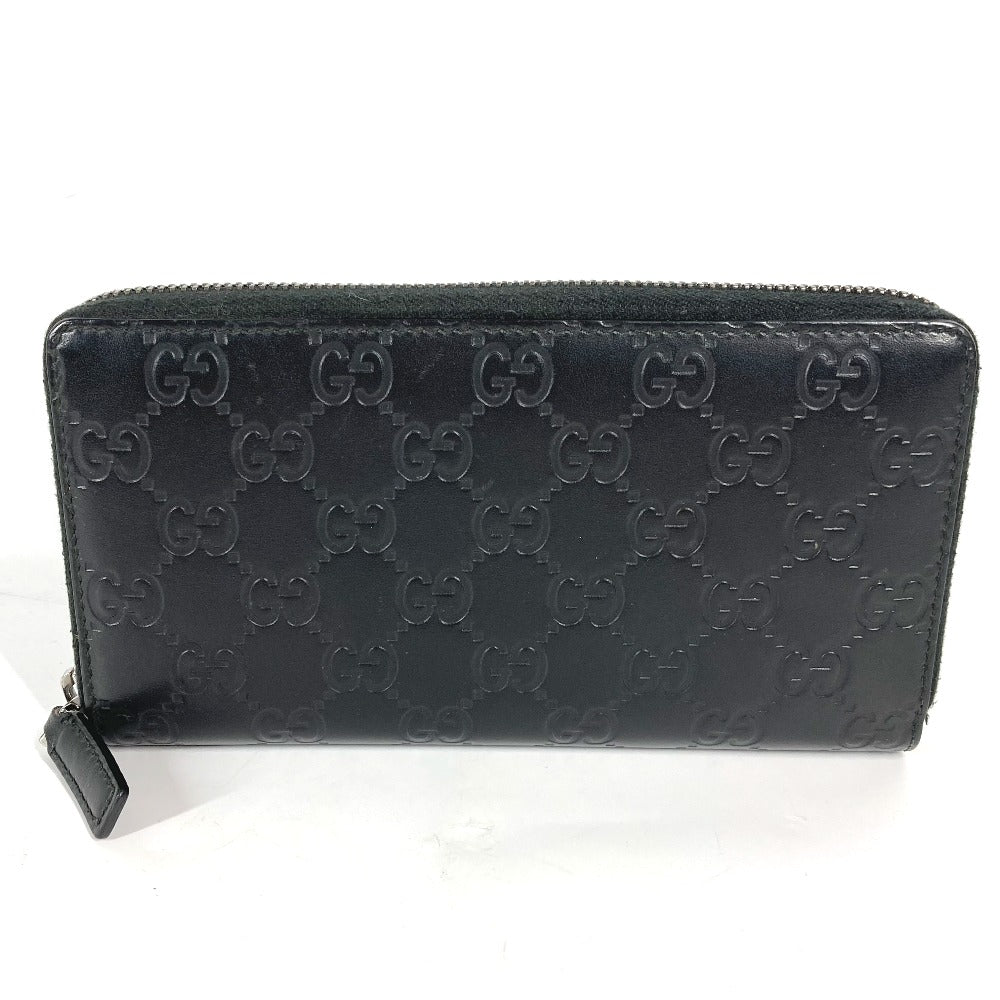 GUCCI Long Wallet Purse 307987 Sima leather black Guccisima GG Long wallet Women Used Authentic