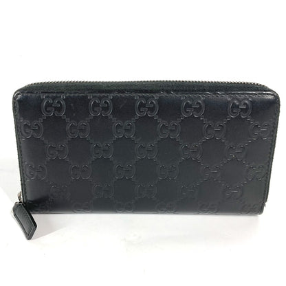 GUCCI Long Wallet Purse 307987 Sima leather black Guccisima GG Long wallet Women Used Authentic