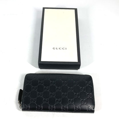 GUCCI Long Wallet Purse 307987 Sima leather black Guccisima GG Long wallet Women Used Authentic