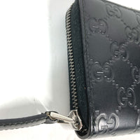 GUCCI Long Wallet Purse Zip Around Guccisima GG Long wallet Sima leather 307987 black Women Used Authentic