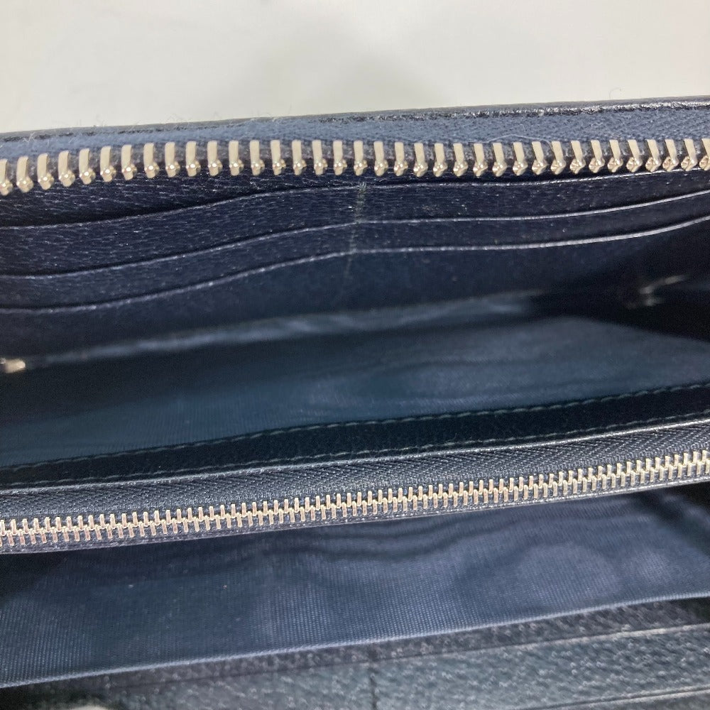 GUCCI Long Wallet Purse 673003 PVC leather Navy Guccisima Interlocking G Zip Around Wallet Women Used Authentic