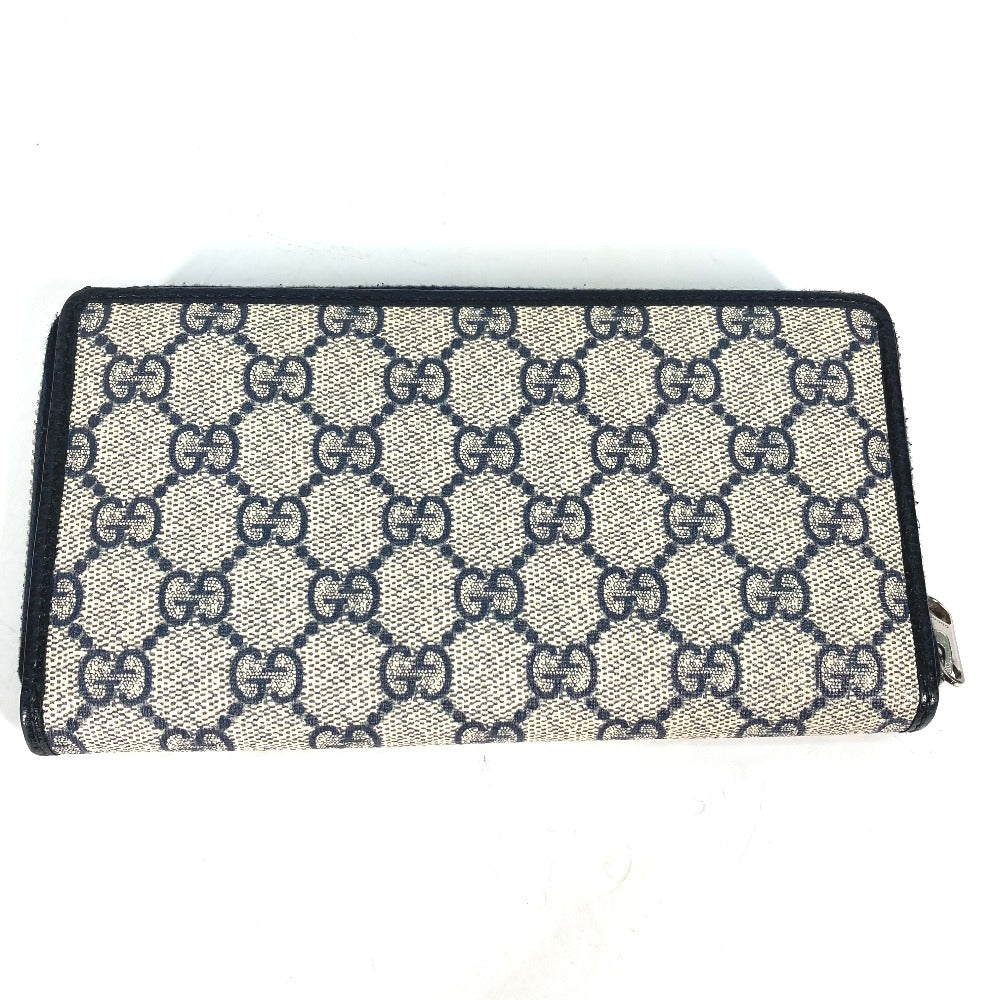 GUCCI Long Wallet Purse 673003 PVC leather Navy Guccisima Interlocking G Zip Around Wallet Women Used Authentic