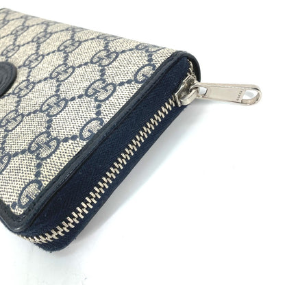 GUCCI Long Wallet Purse 673003 PVC leather Navy Guccisima Interlocking G Zip Around Wallet Women Used Authentic