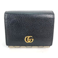 GUCCI Folded wallet Compact wallet GG Supreme GG Marmont Leather PVC 598587 beige Women Used Authentic