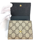 GUCCI Folded wallet Compact wallet GG Supreme GG Marmont Leather PVC 598587 beige Women Used Authentic