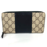 GUCCI Long Wallet Purse Zip Around GG Supreme Long wallet PVC leather 451249 beige Women Used Authentic