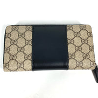 GUCCI Long Wallet Purse Zip Around GG Supreme Long wallet PVC leather 451249 beige Women Used Authentic