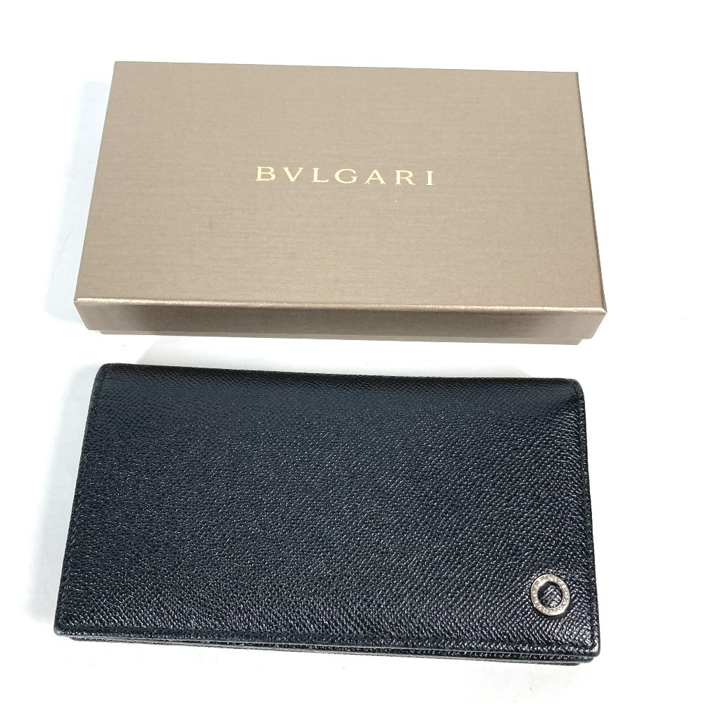 BVLGARI Long Wallet Purse leather black Long wallet Brigaliman Women Used Authentic