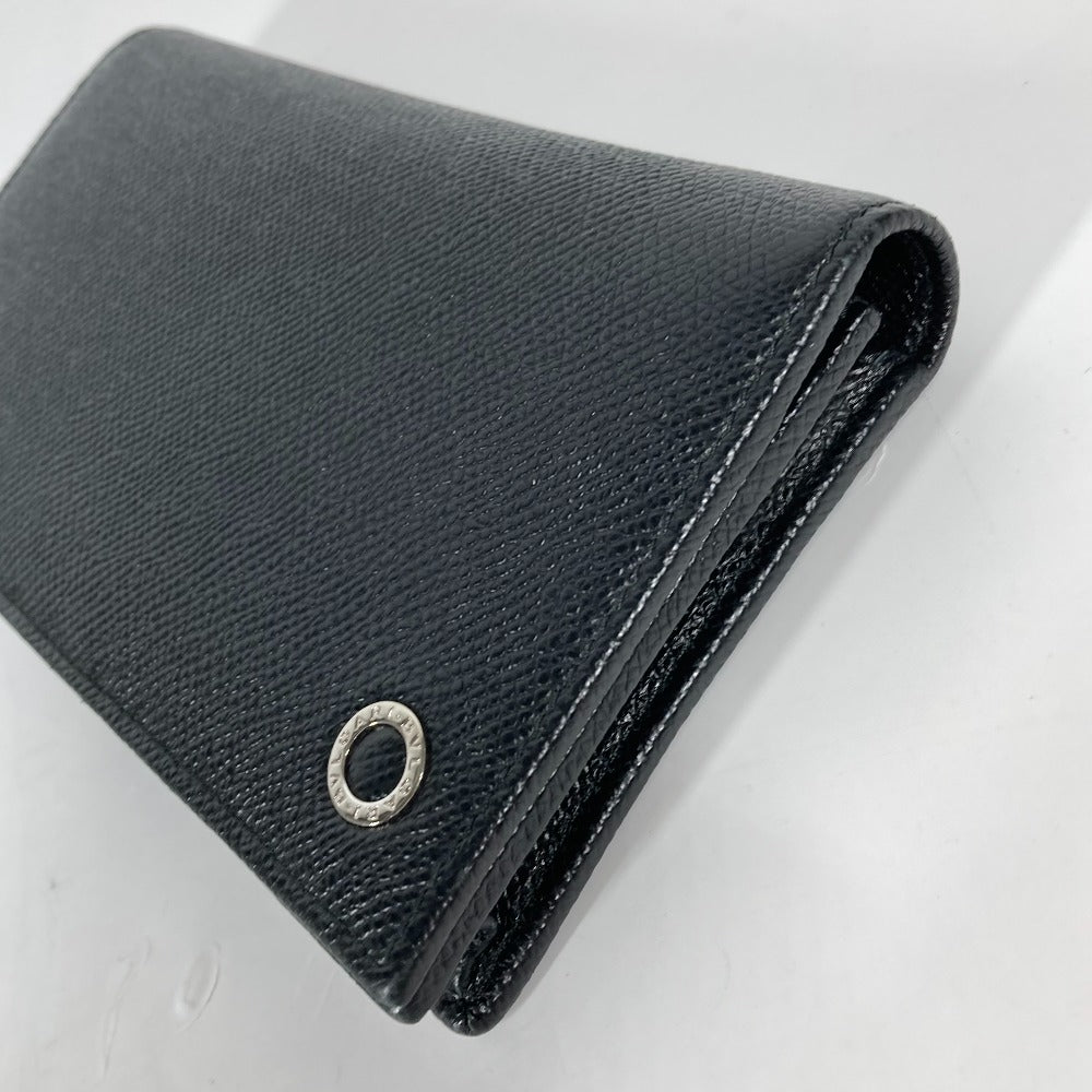 BVLGARI Long Wallet Purse leather black Long wallet Brigaliman Women Used Authentic