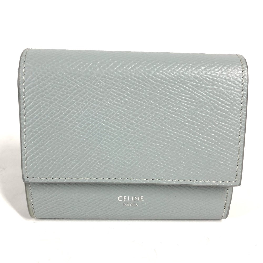 CELINE Trifold wallet leather Light blue type Small trifold wallet Women Used Authentic