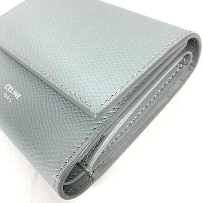 CELINE Trifold wallet leather Light blue type Small trifold wallet Women Used Authentic