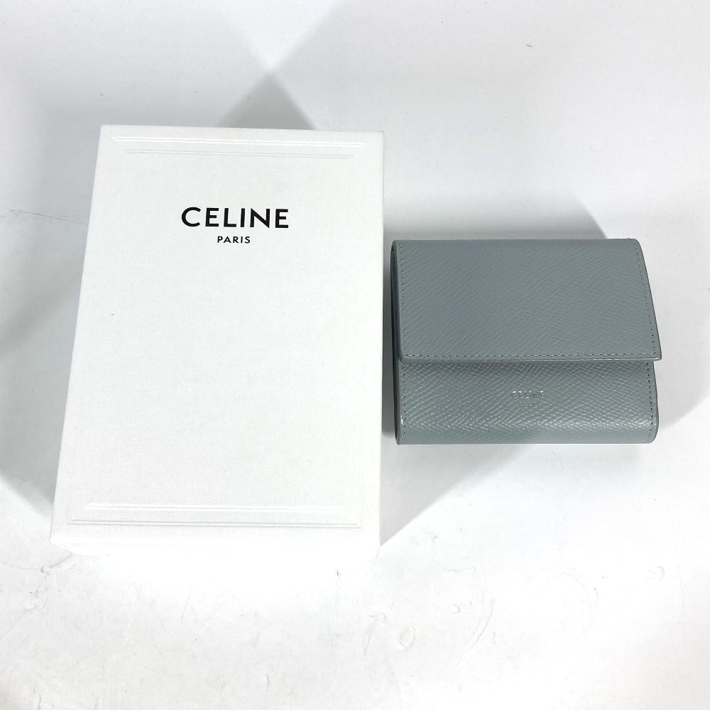 CELINE Trifold wallet leather Light blue type Small trifold wallet Women Used Authentic