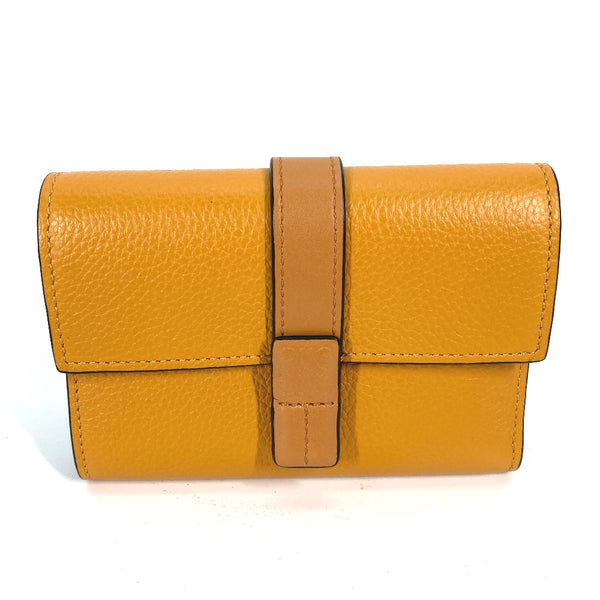 LOEWE Trifold wallet Compact wallet Anagram Small Vertical Wallet leather yellow Women Used Authentic
