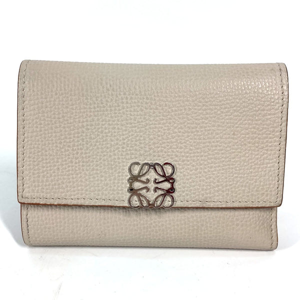 LOEWE Trifold wallet Compact wallet Anagram Trifold Wallet leather C821S33X01 beige Women Used Authentic