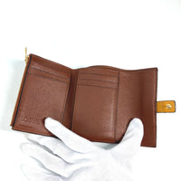 LOEWE Folded wallet Compact wallet Compact zip wallet leather C660Z41X01 Brown Women Used Authentic