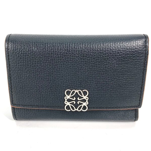 LOEWE Trifold wallet Compact wallet Anagram Trifold Wallet leather C821S33X01 black Women Used Authentic