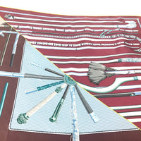 HERMES scarf silk Brown Carre90 Cannes et Cannes Walking Sticks Walking Sticks Women Used Authentic