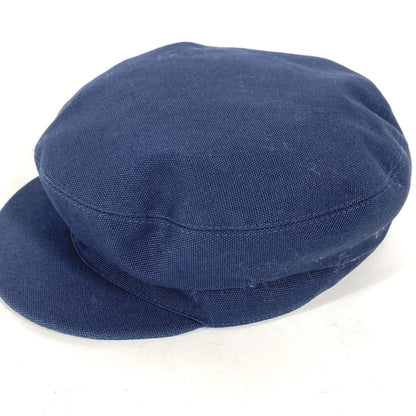 HERMES cap cotton Navy hat Kabul Serie Button Women 57 Used Authentic