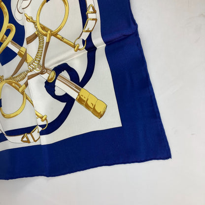 HERMES scarf silk blue Apron doll Carre90 Women Used Authentic