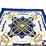 HERMES scarf Apron doll Carre90 silk blue Women Used Authentic