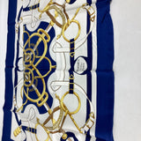 HERMES scarf Apron doll Carre90 silk blue Women Used Authentic