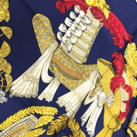 HERMES scarf silk blue Carre 90 Women Used Authentic