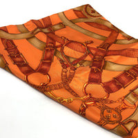 HERMES scarf silk Orange CAVALCADOUR Women Used Authentic