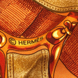 HERMES scarf silk Orange CAVALCADOUR Women Used Authentic