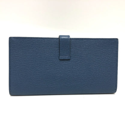 HERMES Long Wallet Purse Shave blue Long wallet Beansufla Women Used Authentic