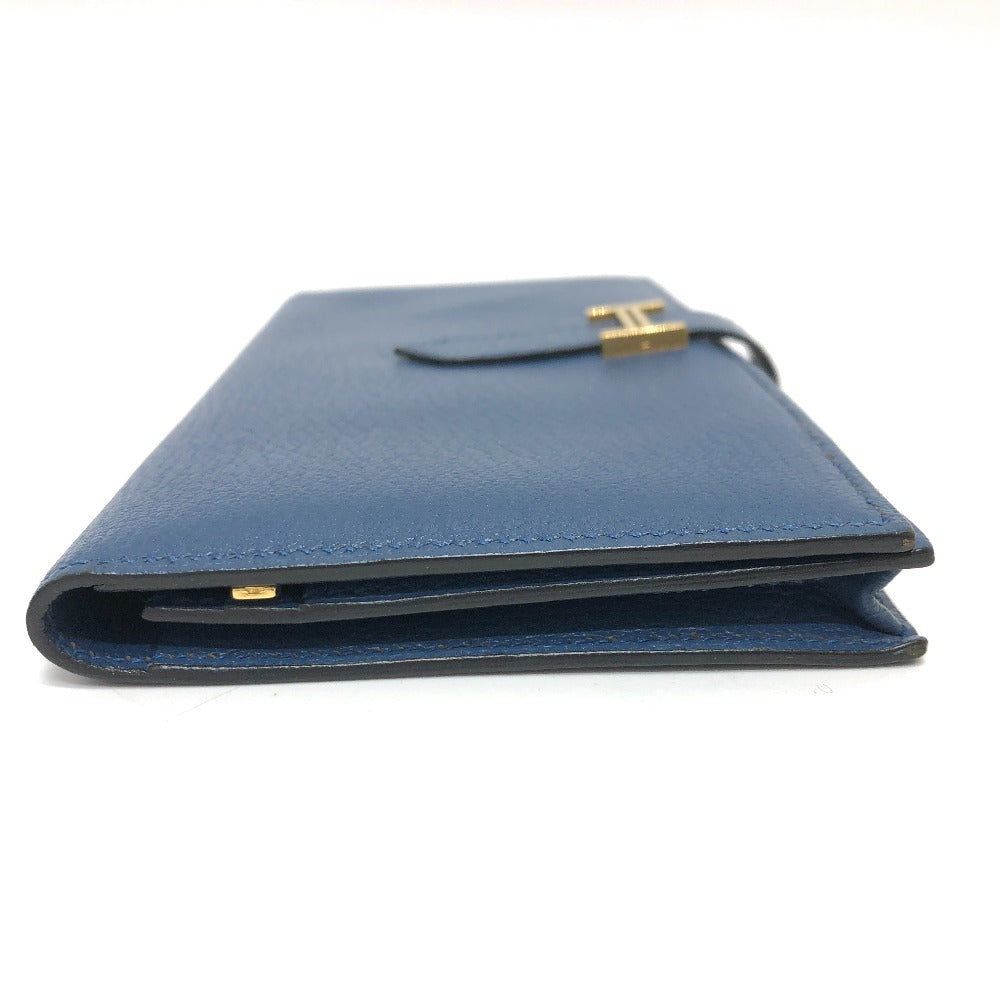 HERMES Long Wallet Purse Shave blue Long wallet Beansufla Women Used Authentic