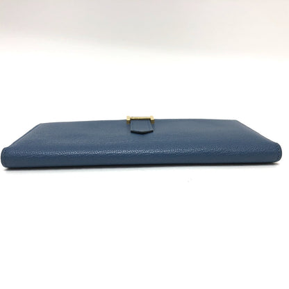 HERMES Long Wallet Purse Shave blue Long wallet Beansufla Women Used Authentic