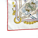 HERMES scarf silk white Carre70 PIQUE DAME DE COEUR Piquﾃｩ Queen of Hearts Women Used Authentic