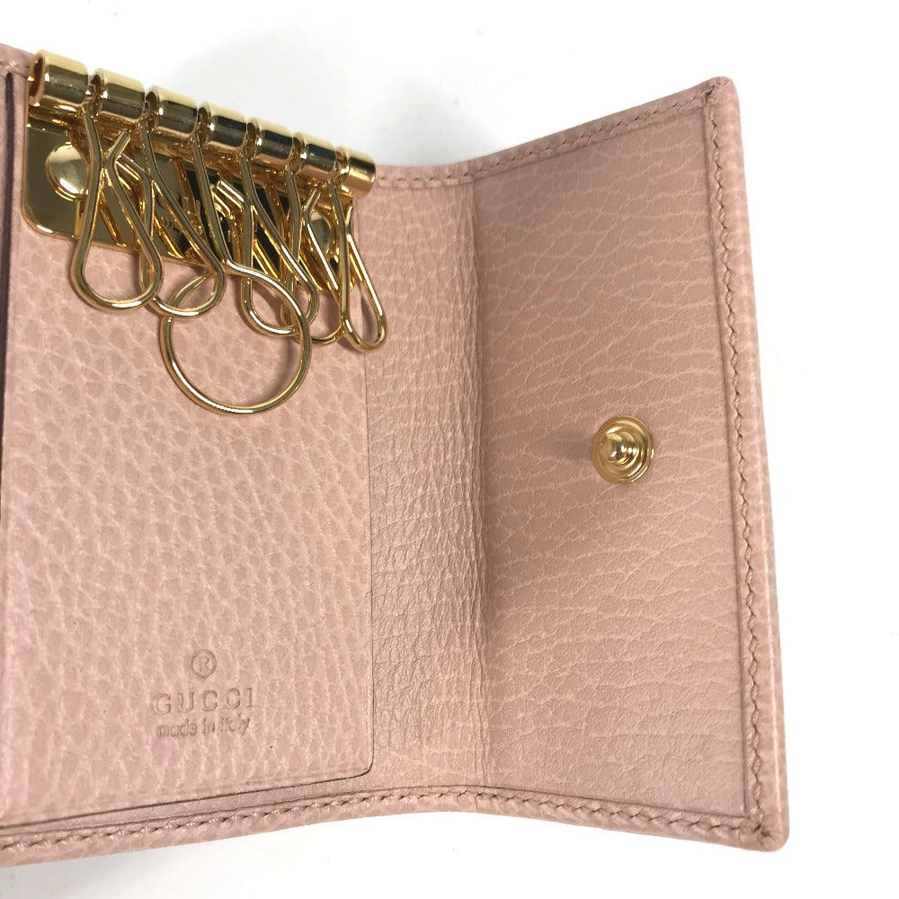 GUCCI Key case Key holder  456118 leather pink GG Marmot Double G Women Used Authentic