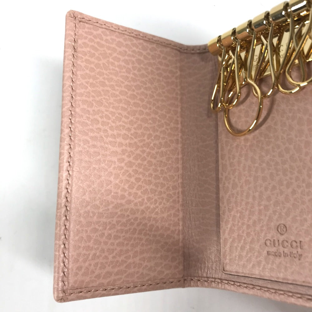 GUCCI Key case Key holder  456118 leather pink GG Marmot Double G Women Used Authentic