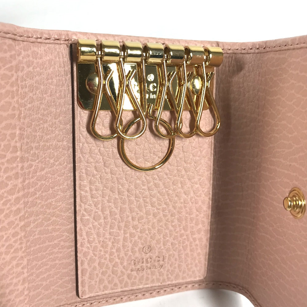 GUCCI Key case Key holder  456118 leather pink GG Marmot Double G Women Used Authentic