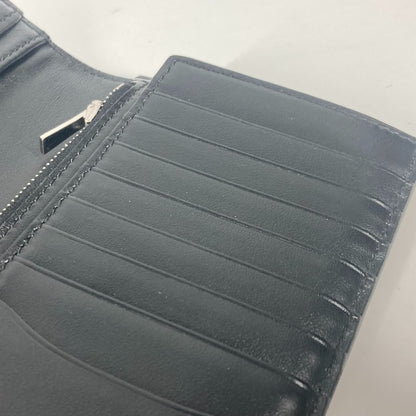 CELINE Long Wallet Purse leather black with coin compartment Bar Tikal Wallet mens Used Authentic