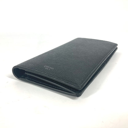 CELINE Long Wallet Purse leather black with coin compartment Bar Tikal Wallet mens Used Authentic