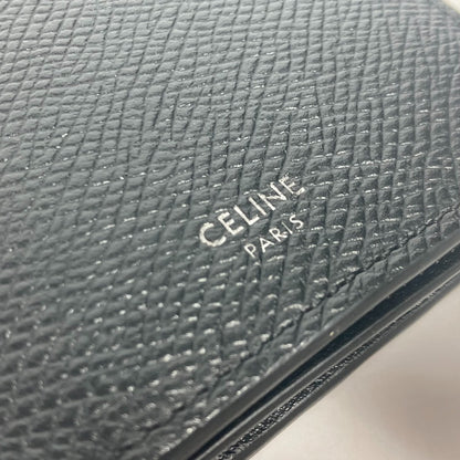 CELINE Long Wallet Purse leather black with coin compartment Bar Tikal Wallet mens Used Authentic