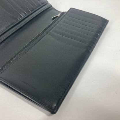 CELINE Long Wallet Purse leather black with coin compartment Bar Tikal Wallet mens Used Authentic