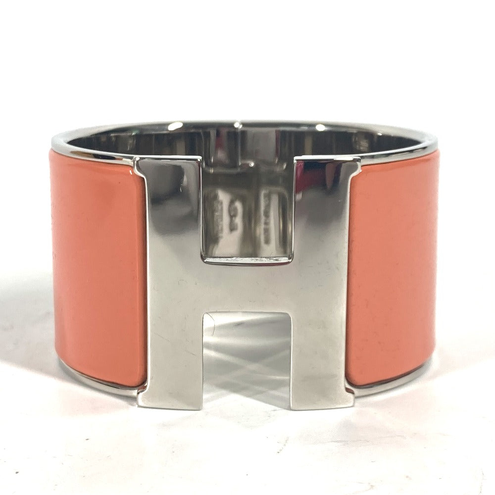 HERMES Bangle metal Orange xSilver Accessories Click Clack XL Women Used Authentic