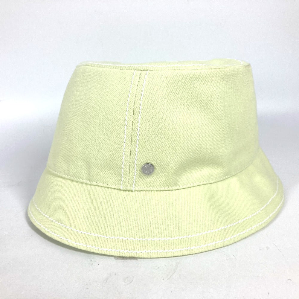 HERMES hat cotton Light green type stitch Serie logo Women 58 Used Authentic