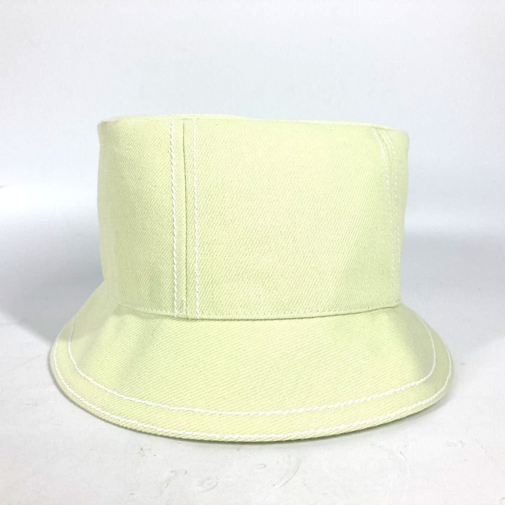 HERMES hat cotton Light green type stitch Serie logo Women 58 Used Authentic