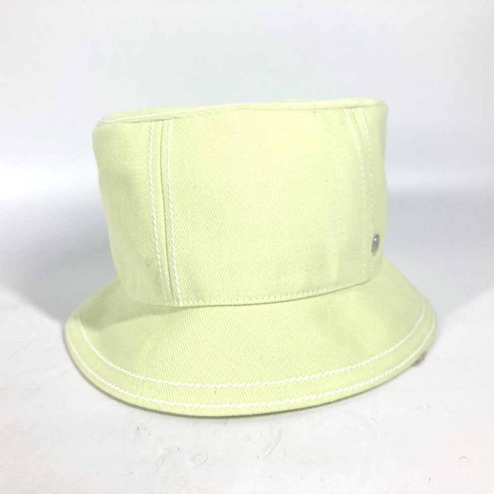 HERMES hat cotton Light green type stitch Serie logo Women 58 Used Authentic