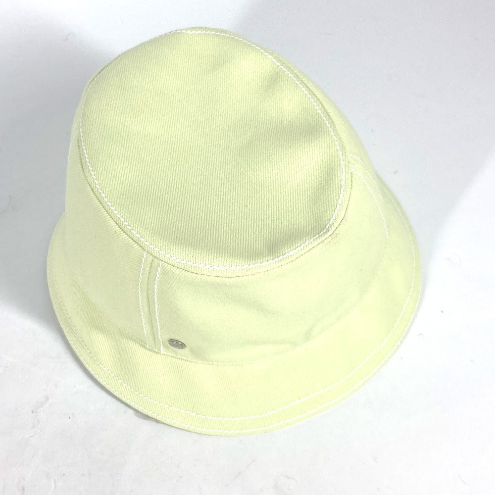 HERMES hat cotton Light green type stitch Serie logo Women 58 Used Authentic