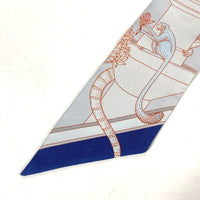 HERMES scarf 064094S silk Blue type bandeau scarf PRECIOUS PARADAISE Women Used Authentic