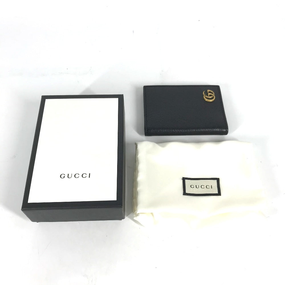 GUCCI Card Case 428737 leather black GG Marmont Double G mens Used Authentic