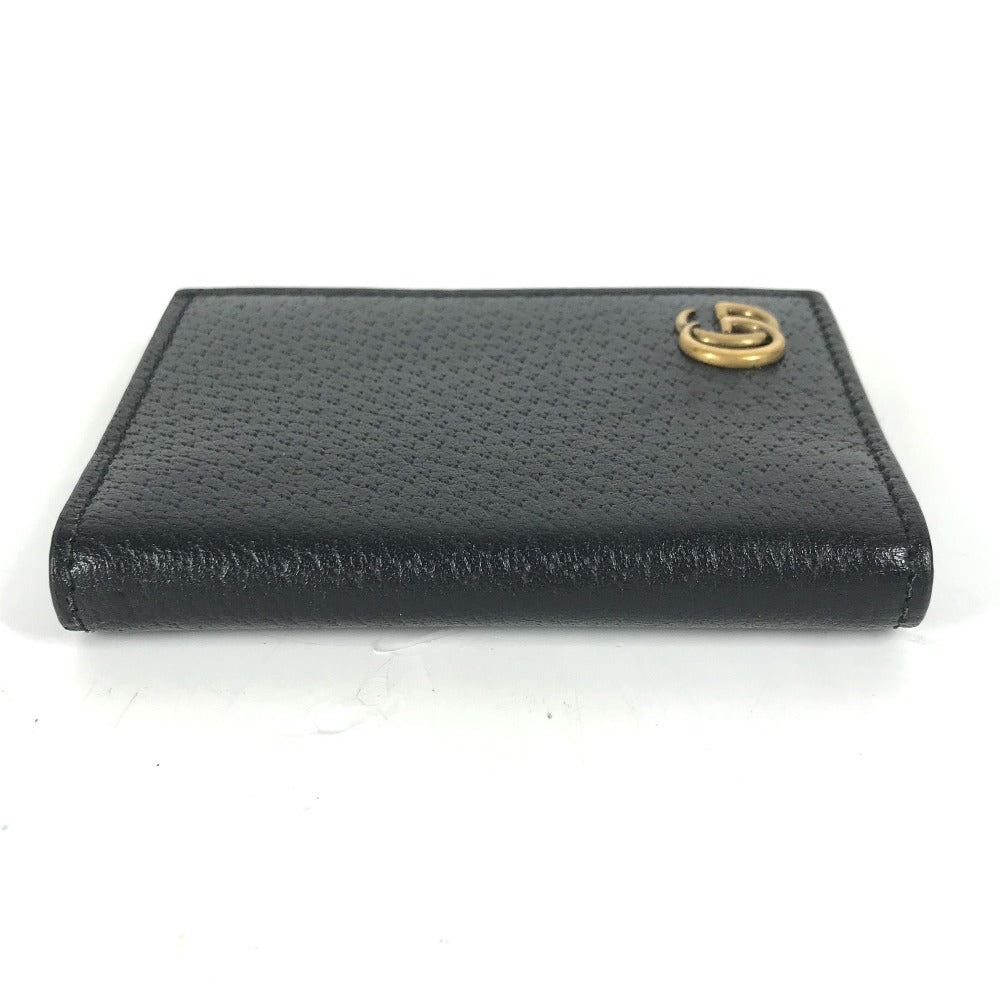 GUCCI Card Case 428737 leather black GG Marmont Double G mens Used Authentic