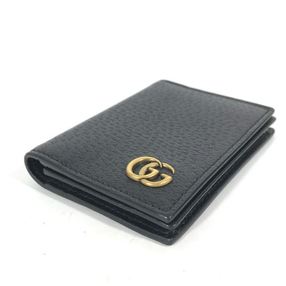 GUCCI Card Case 428737 leather black GG Marmont Double G mens Used Authentic