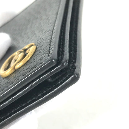 GUCCI Card Case 428737 leather black GG Marmont Double G mens Used Authentic